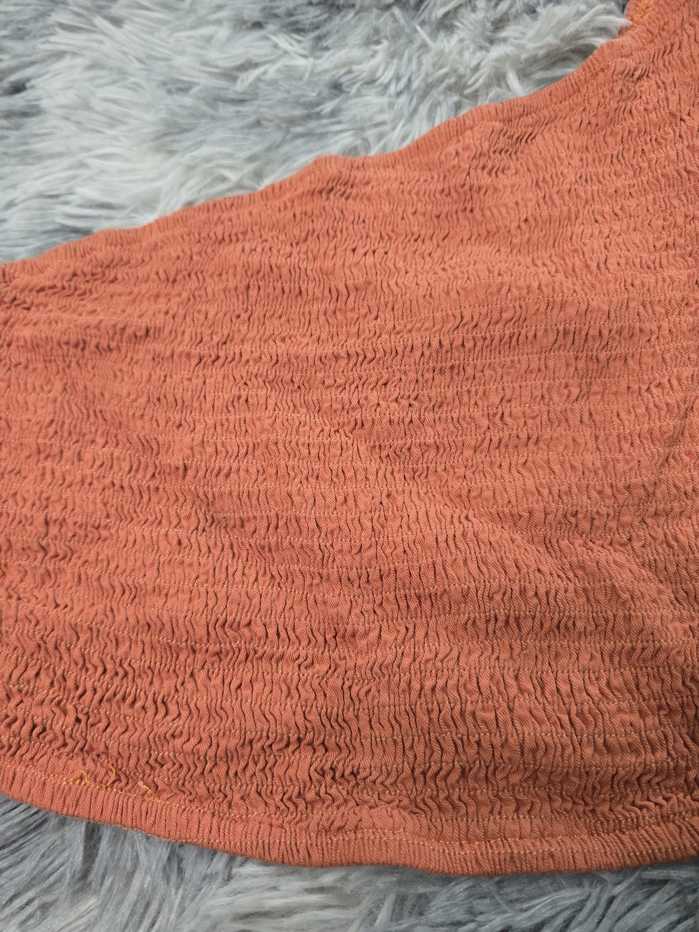 One-Shoulder Burnt Orange Textured Crop Top Size Medium - Picture 3 of 6